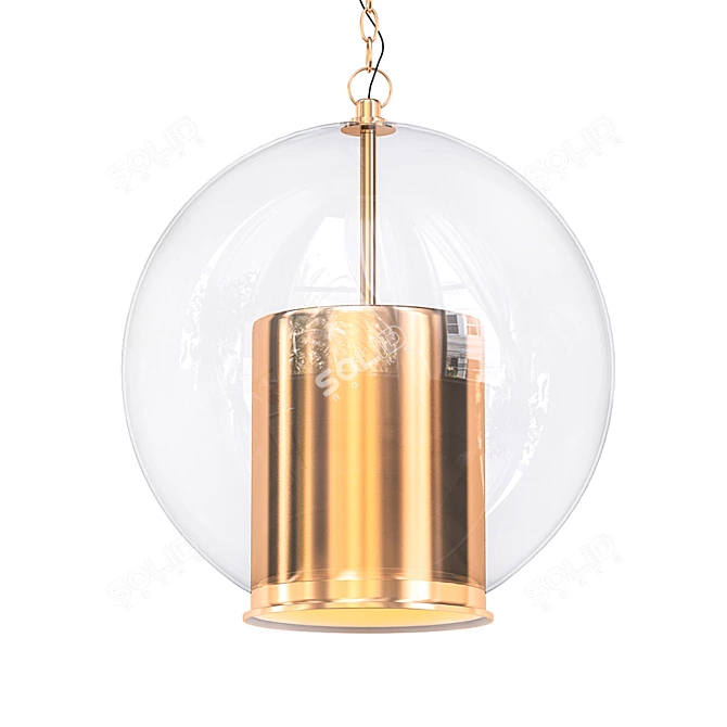 Sleek Cap & Globe Pendant 3D model image 1