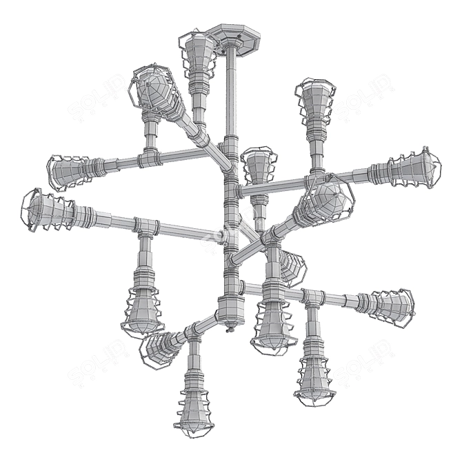 Industrial Conduit Chandelier 3D model image 2