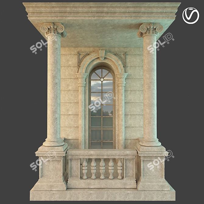 Classic Facade Accent  Classic Building Ornament 3D model image 5