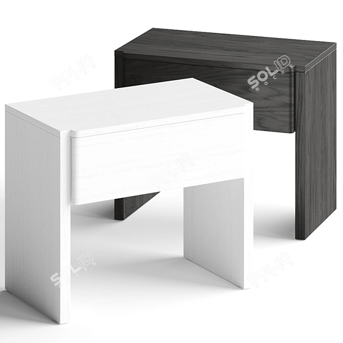 Sleek Ash Nightstand - CB2 Fore Collection 3D model image 1