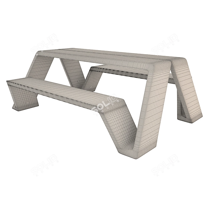 Versatile Concrete Multi Bench 3D model image 2