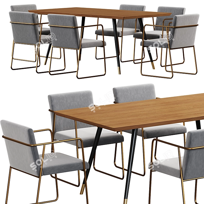 Modern CB2 Rouka Dining Table 3D model image 1