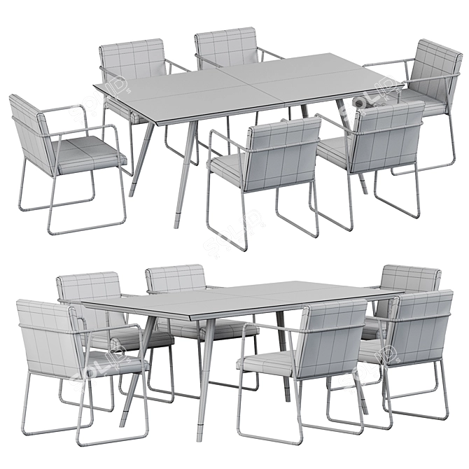 Modern CB2 Rouka Dining Table 3D model image 3