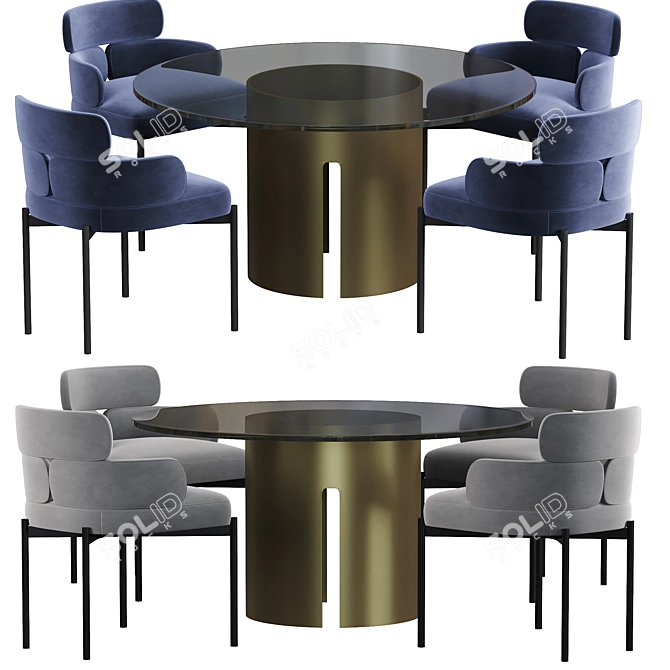 Sylvie Contemporary Dining Table 3D model image 1
