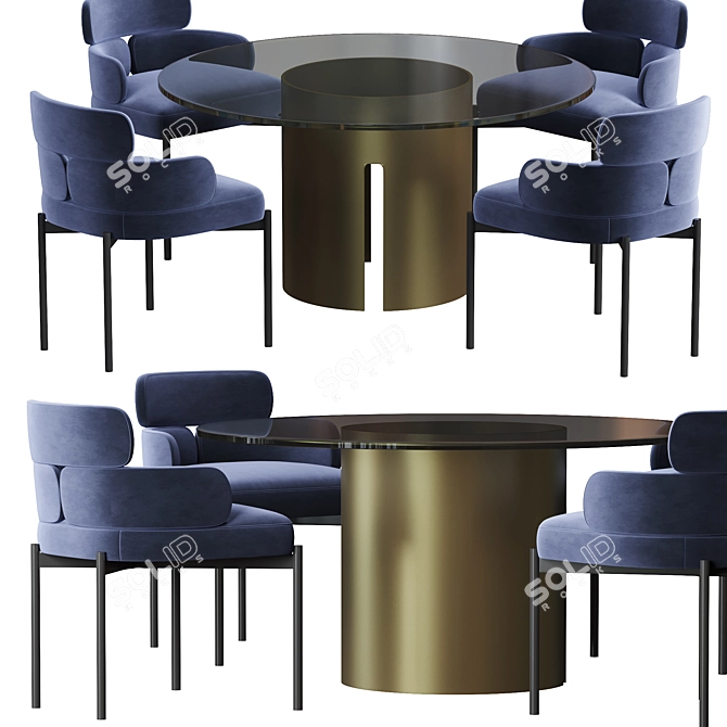 Sylvie Contemporary Dining Table 3D model image 3