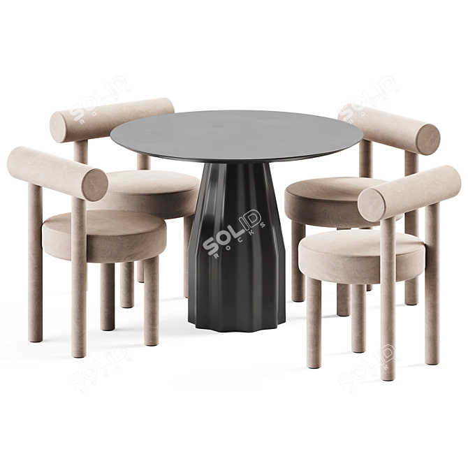 Elegant Duo: Burin Table & Gropius Chair 3D model image 1