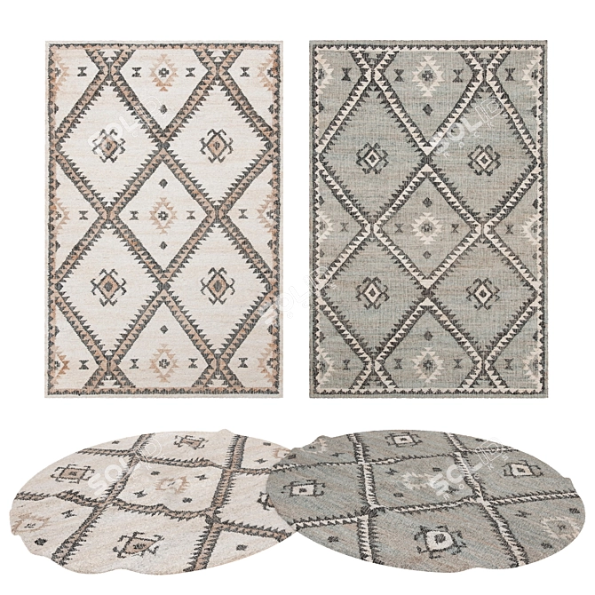 Versatile Rug Set | 8 Designer Carpets 3D model image 1