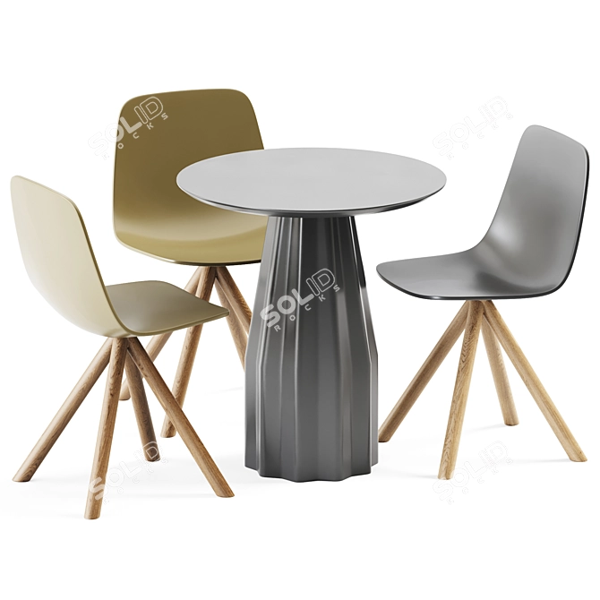 Sleek Burin Table & Maarten Chair 3D model image 1