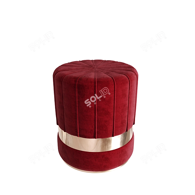 Burgundy Corduroy Ottoman 3D model image 1