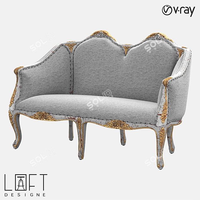 LoftDesigne 3728 Wooden Sofa 3D model image 1