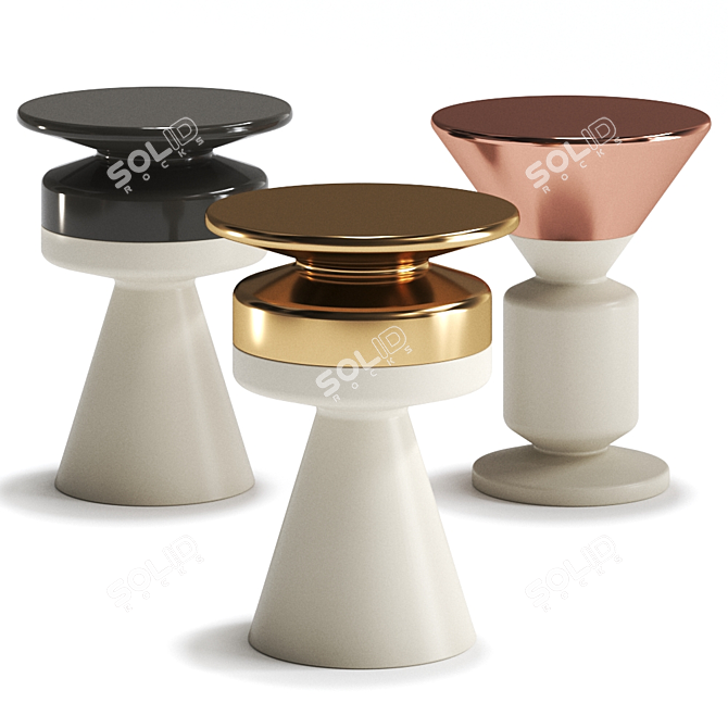 Contemporary Waterline Stools 3D model image 1