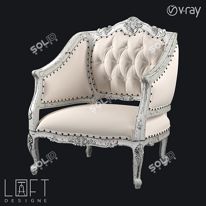 Modern Wood-Tufted Armchair 3D model image 1