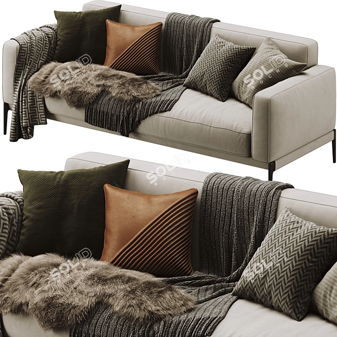 Flexform Romeo Compact Sofa: Stylish and Compact Furniture Solution 3D model image 3