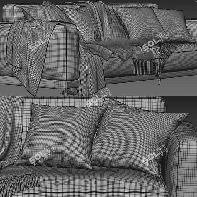 Flexform Romeo Compact Sofa: Stylish and Compact Furniture Solution 3D model image 5