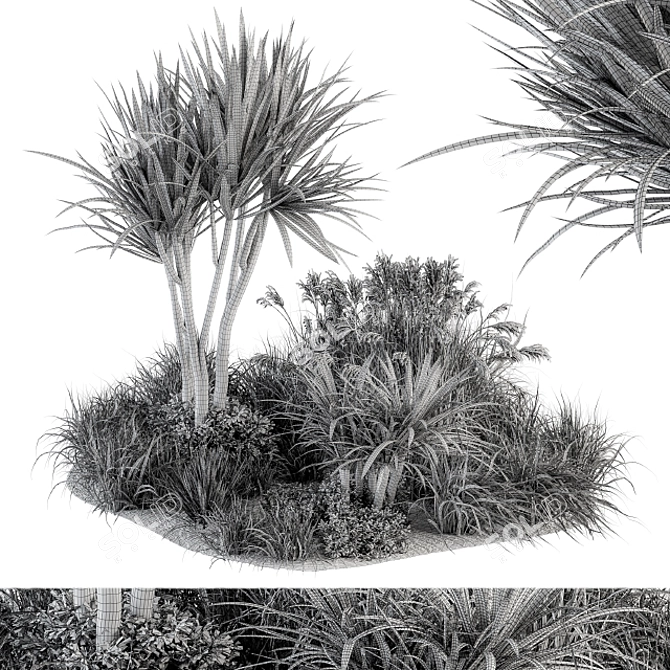  24-Piece Garden Tree and Bush Set 3D model image 5