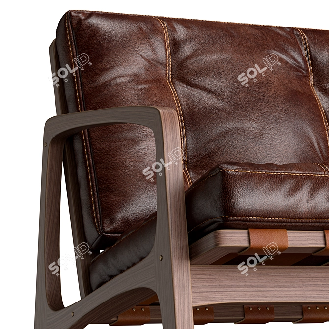 Sleek William Leather Lounge 3D model image 5