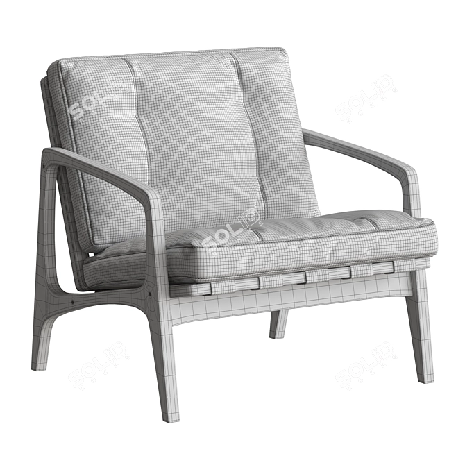 Sleek William Leather Lounge 3D model image 6