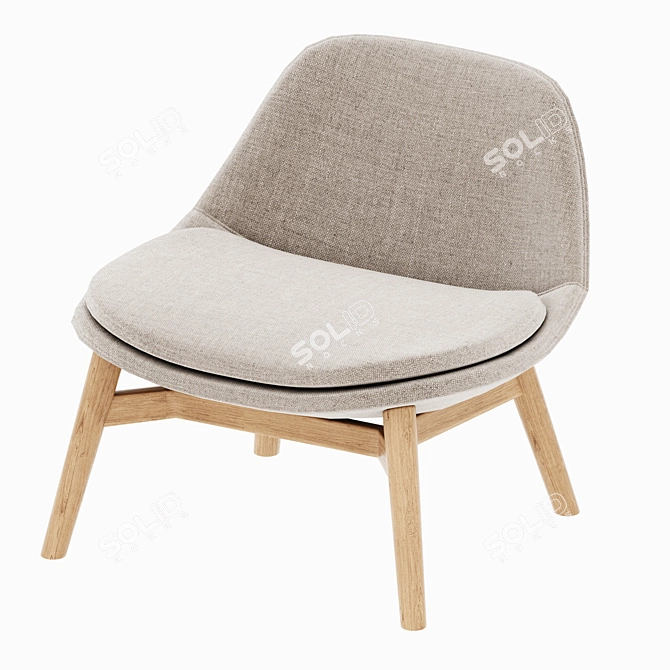 Warda Timber Lounger: Stylish and Comfortable 3D model image 3