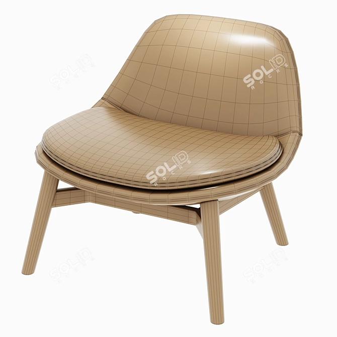 Warda Timber Lounger: Stylish and Comfortable 3D model image 7