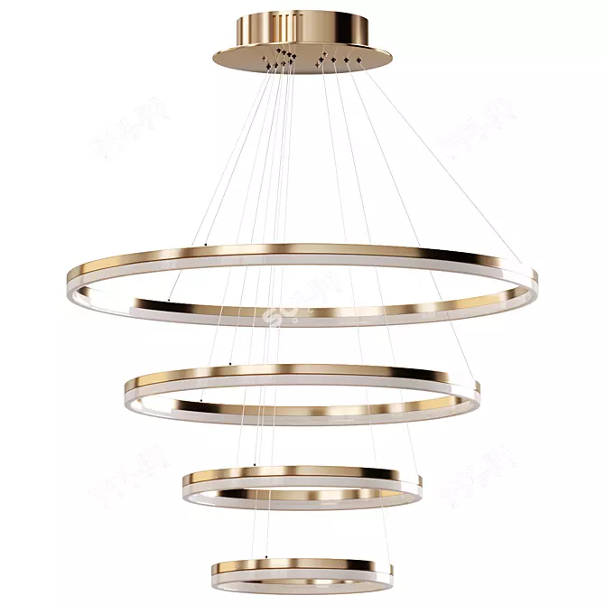 Elegant Hanging Lamps in Gold & Black 3D model image 1