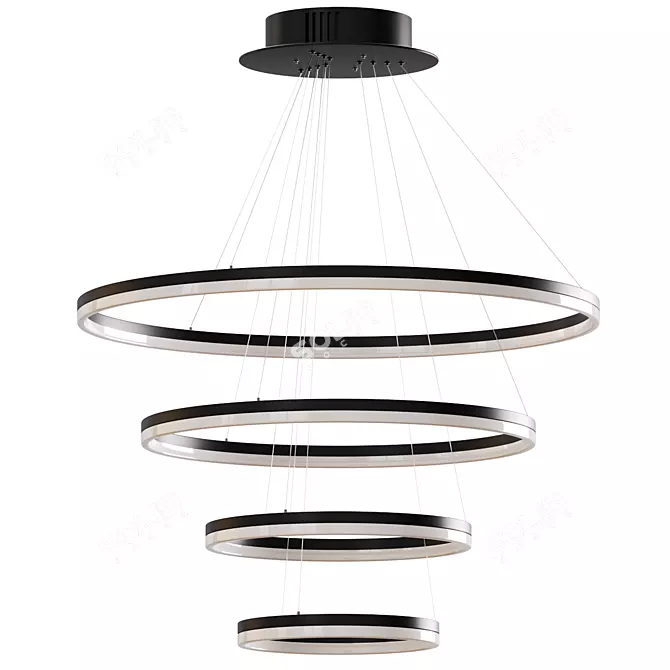 Elegant Hanging Lamps in Gold & Black 3D model image 2
