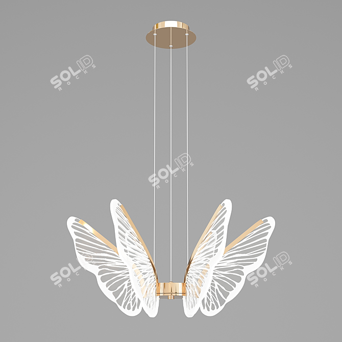 Sleek Acrylic Butterfly Pendant 3D model image 1