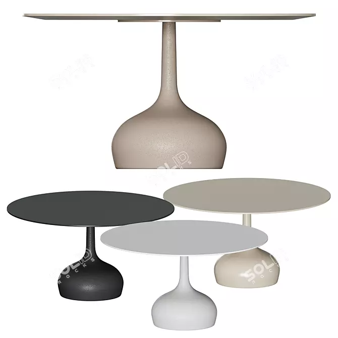 SAEN Sculptural Dining Table 3D model image 1