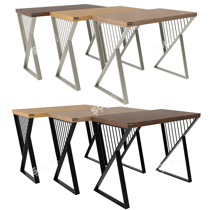 Versatile Worktable with Metal, Wood, and Leather Material 3D model image 4