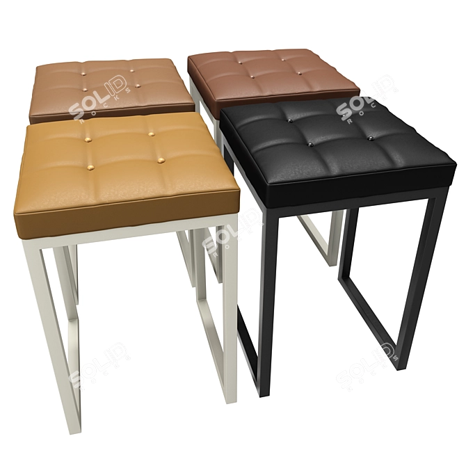 Versatile Worktable with Metal, Wood, and Leather Material 3D model image 5