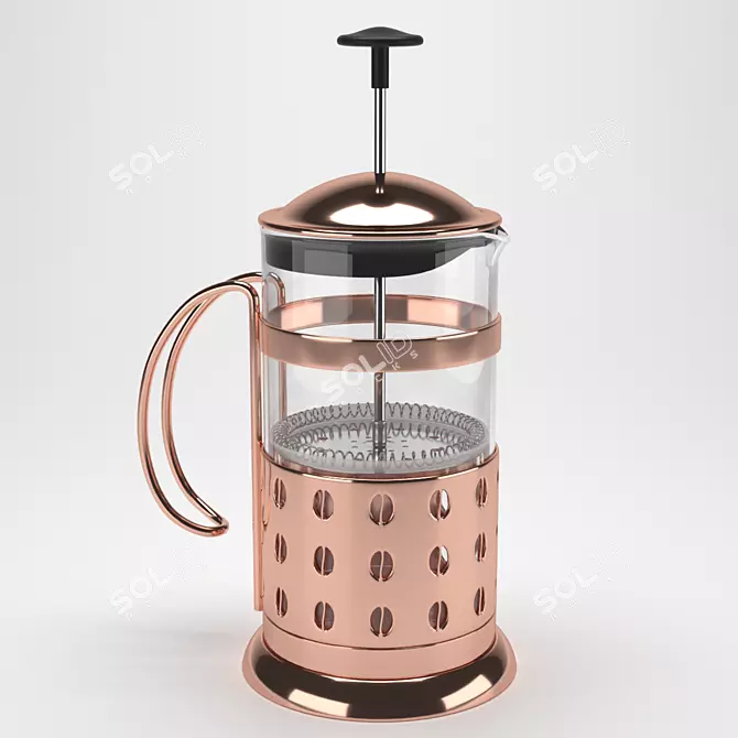 Sleek French Press Coffee Maker 3D model image 1