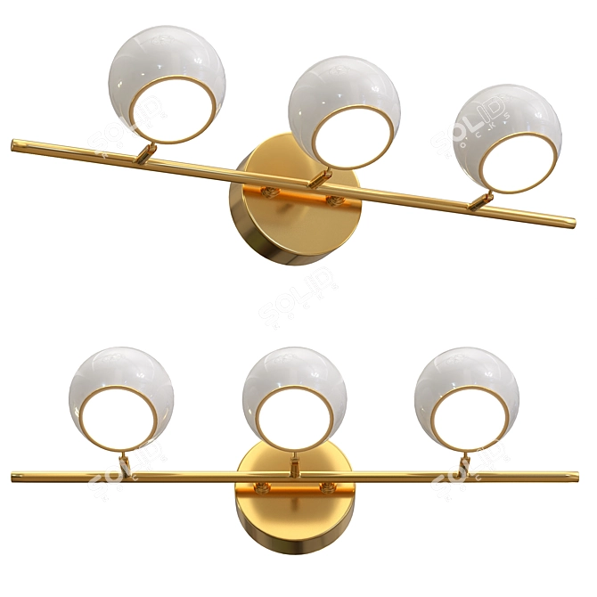 Elegant Triple Wall Lamp 3D model image 1