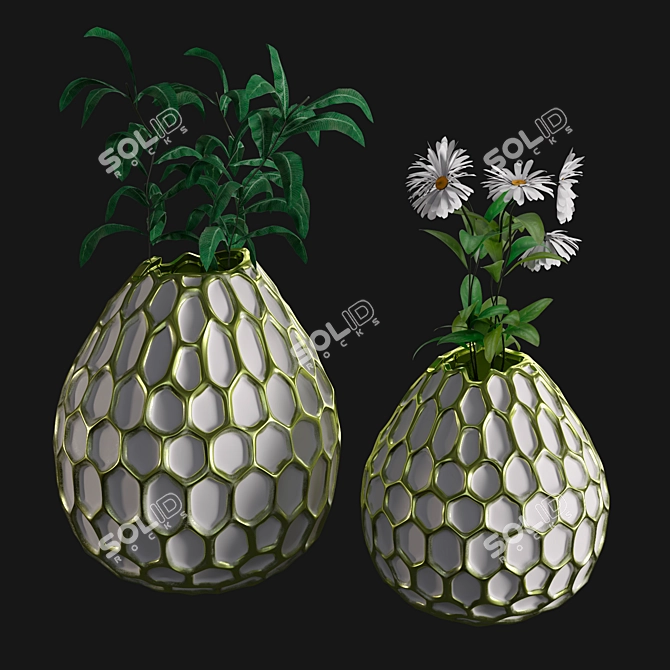 Ceramic Honeycomb Vases: Stunning Anthropologie Collection 3D model image 3