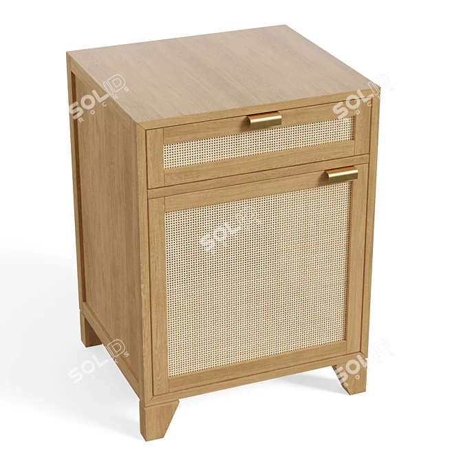 Stylish Mateo Pine Wood Nightstand 3D model image 5