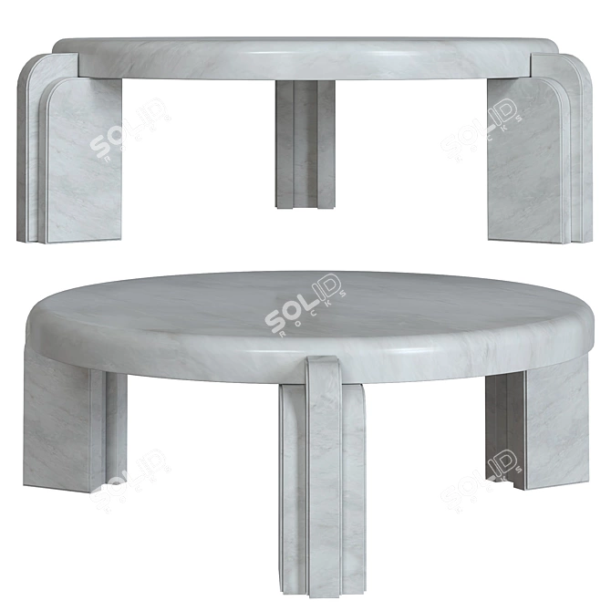 Elegant White Marble Coffee Table 3D model image 1