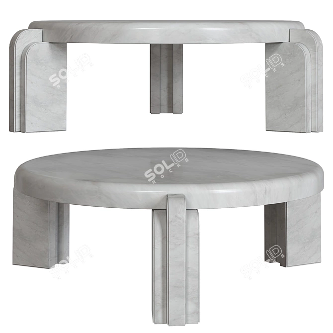 Elegant White Marble Coffee Table 3D model image 4