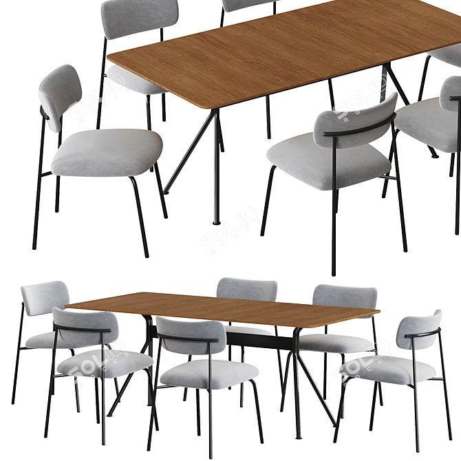 Modern Artifort Aloa and Beso Dining Table 3D model image 2
