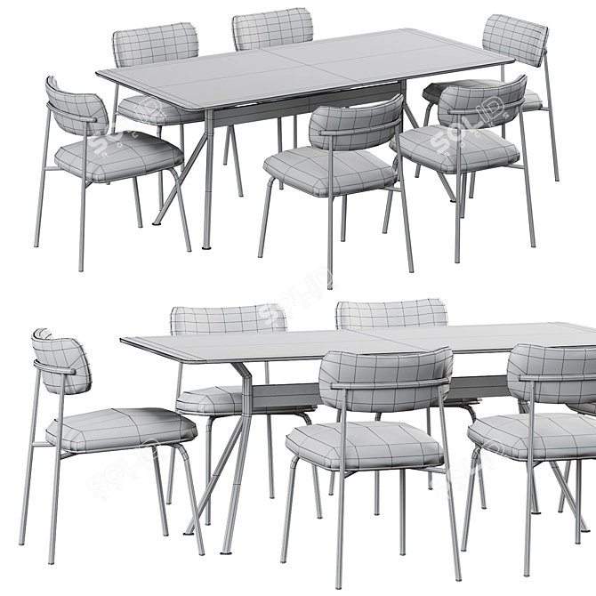 Modern Artifort Aloa and Beso Dining Table 3D model image 5