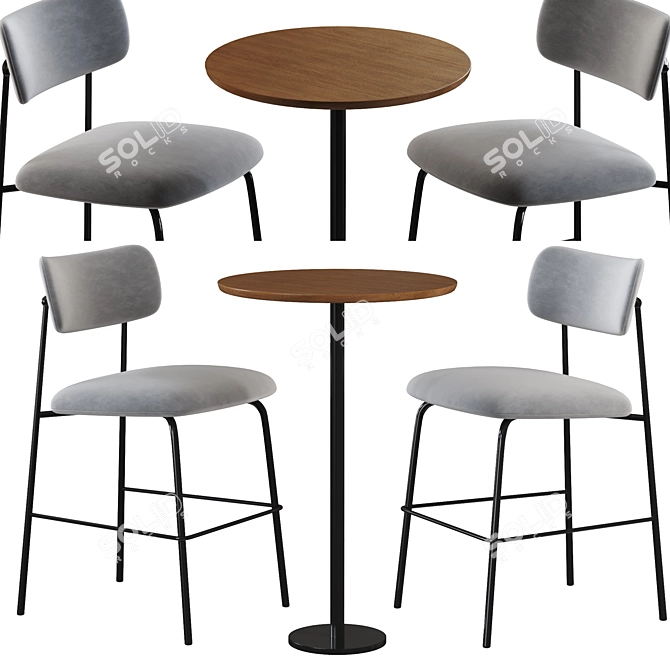 Modern Artifort Aloa Barstool & Table 3D model image 1