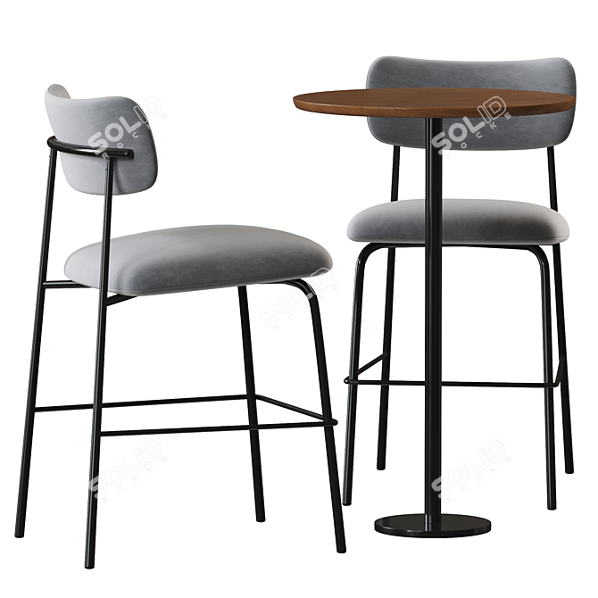 Modern Artifort Aloa Barstool & Table 3D model image 3