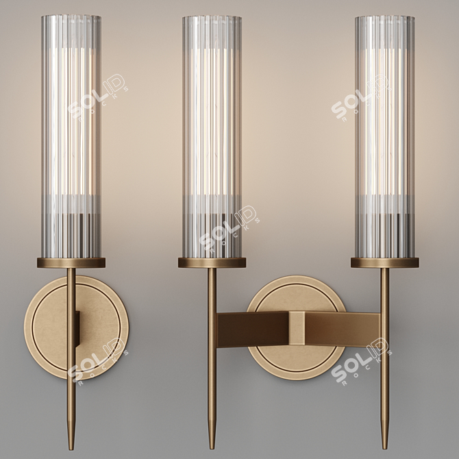 Elegant Bulrush Glass Cylinder Lamp 3D model image 2