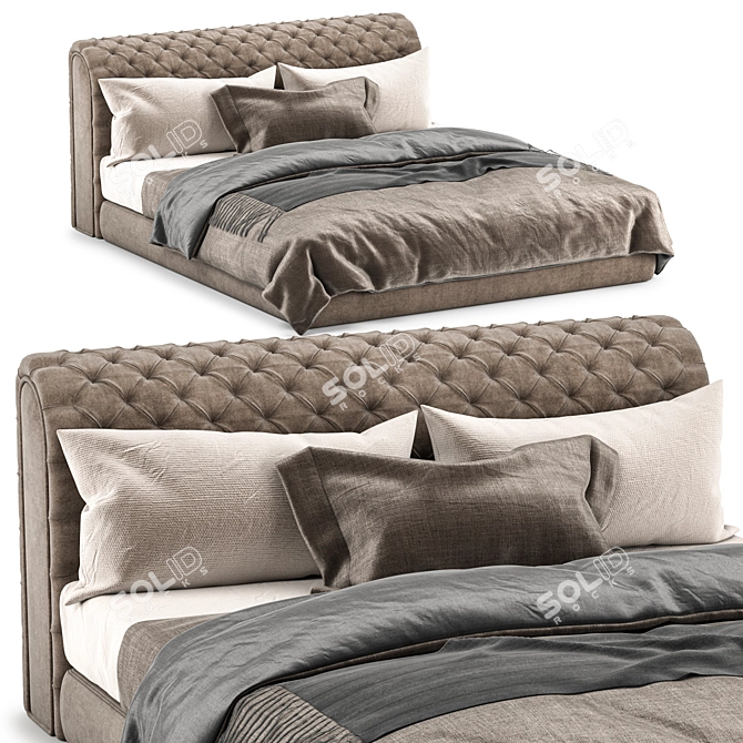 Luxurious Chesterfield Bed - Elegant Design 3D model image 2