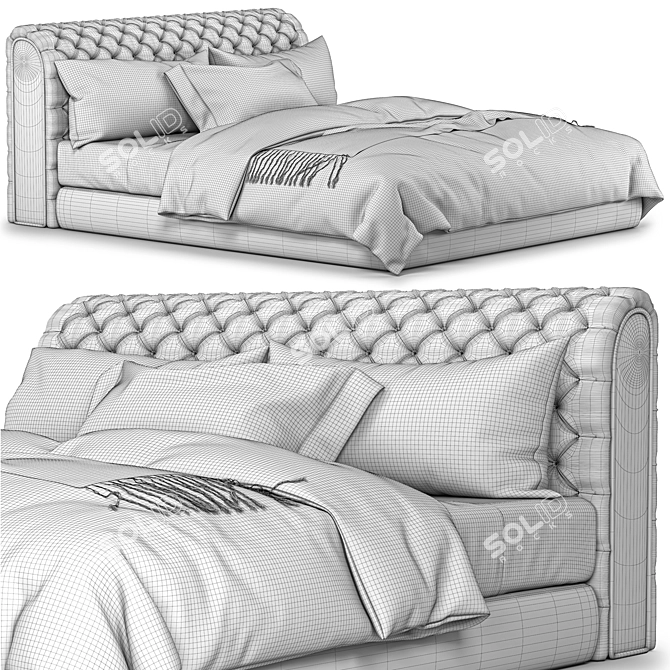 Luxurious Chesterfield Bed - Elegant Design 3D model image 3