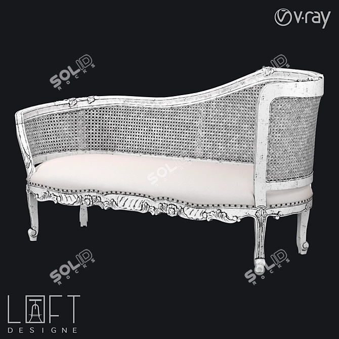 Sleek Wood and Fabric Sofa 3D model image 1