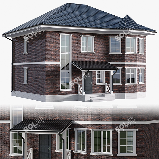 Stately Two-Storey Cottage with Bay Window 3D model image 1