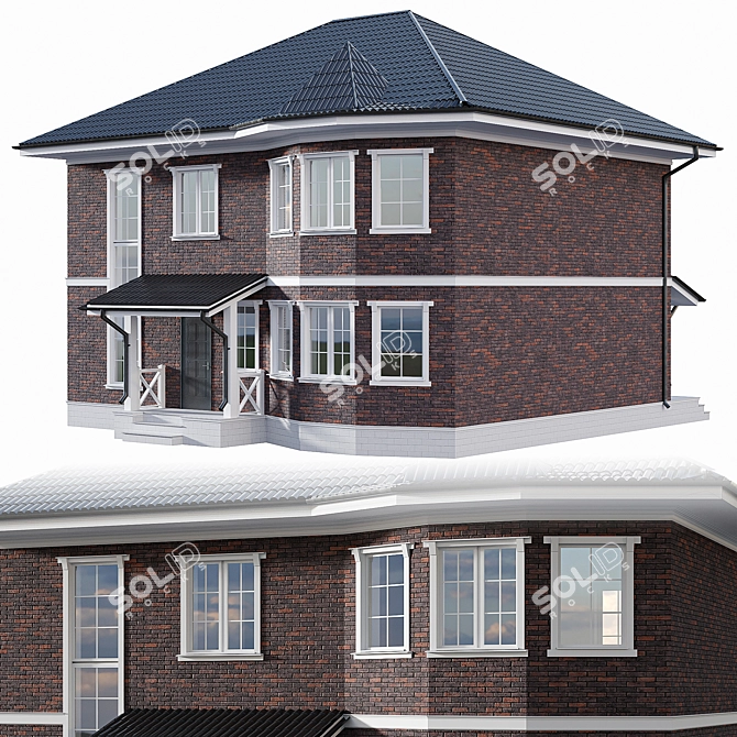 Stately Two-Storey Cottage with Bay Window 3D model image 2