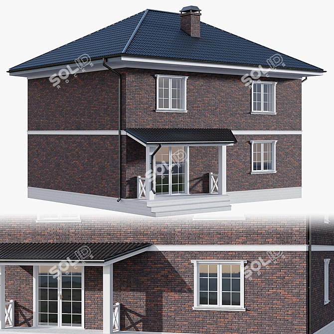 Stately Two-Storey Cottage with Bay Window 3D model image 3
