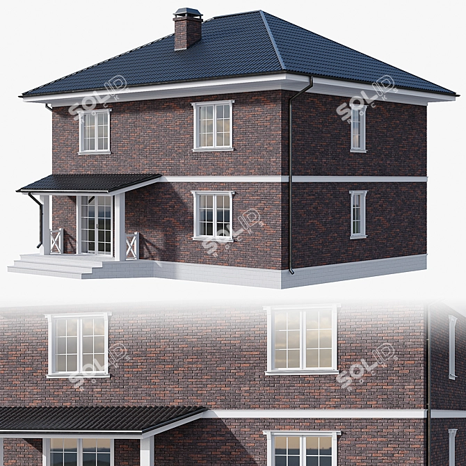 Stately Two-Storey Cottage with Bay Window 3D model image 4