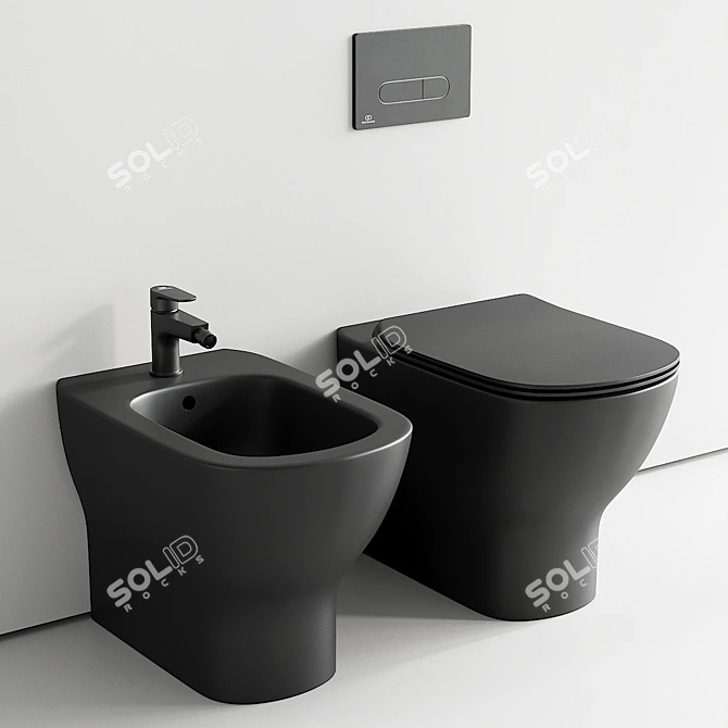 Modern Tesi Back to Wall Toilet & Bidet 3D model image 1