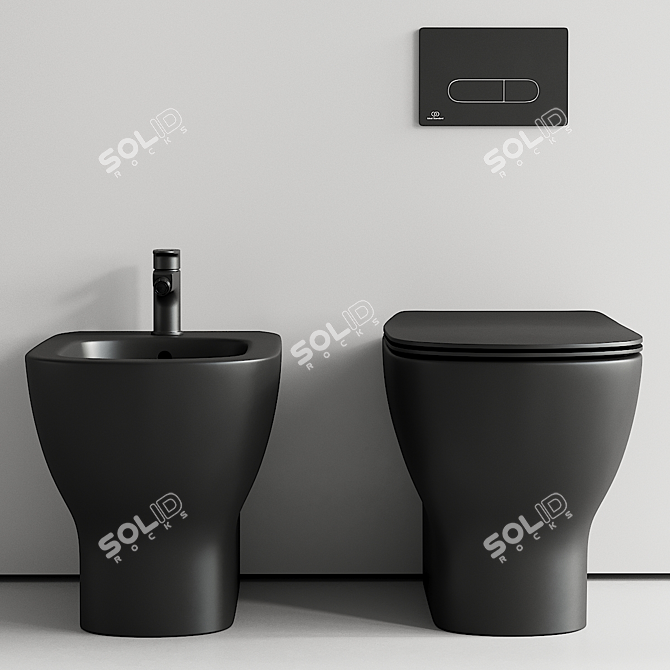 Modern Tesi Back to Wall Toilet & Bidet 3D model image 3