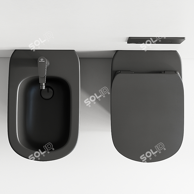 Modern Tesi Back to Wall Toilet & Bidet 3D model image 4